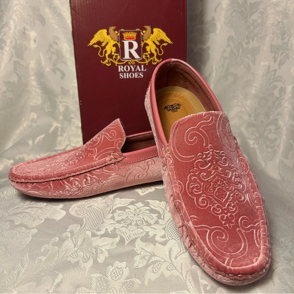 Men's Pink Velvet Loafers